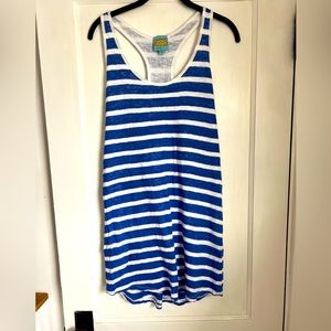 C&C California blue and white striped linen dress